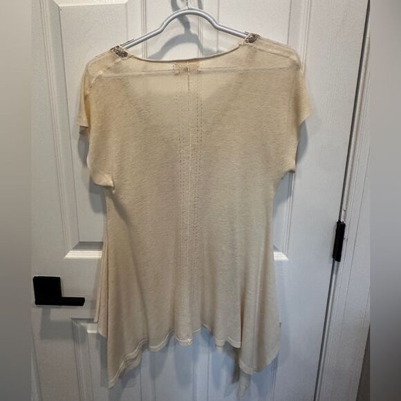 M.O.L Knits Cream with sequins V-Neck Women’s Tunic Top - Picture 6 of 12